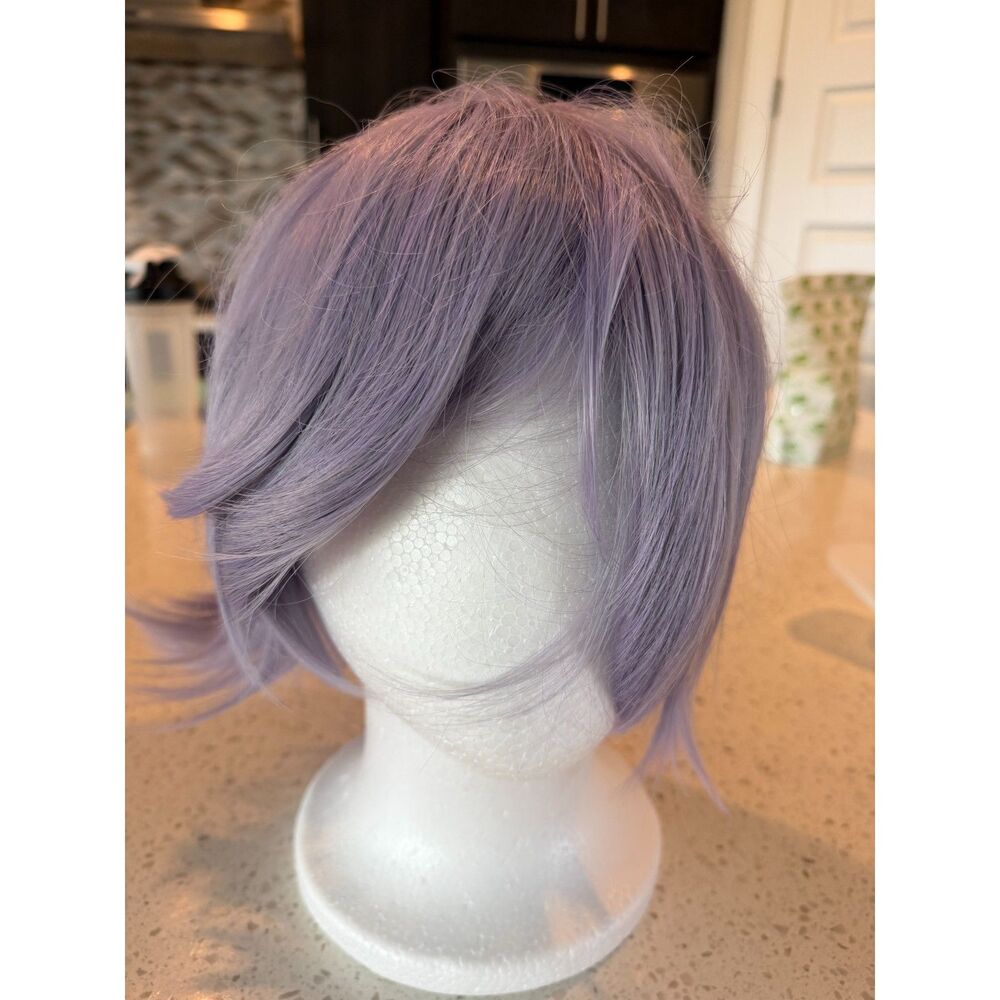 Purple Wig Short Straight Gray Purple Wig Halloween Cosplay Costume Animie Wigs